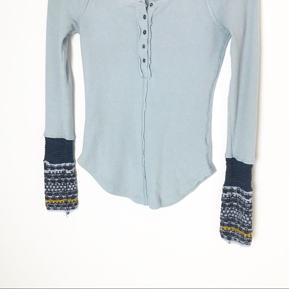 FREE PEOPLE Ski Lodge Crochet Cuff Thermal Top - Picture 4 of 8